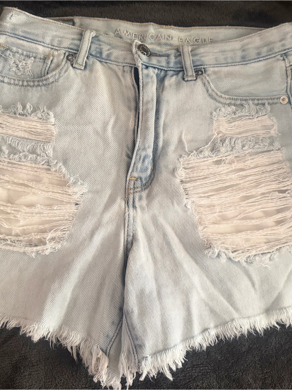 American Eagle Outfitters Light Blue Distressed Denim Cutoff Shorts